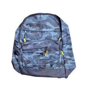 Blue Camo Backpack With Yellow Zipper Pulls & Multiple Pockets by art class
